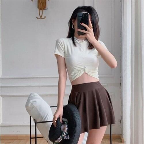 2021 New Sexy High Waist Bikini Women Solid Swimwear Wrap Swimsuit Push Up Biquini Bikinis Korean Style Bathing Suit Skirt