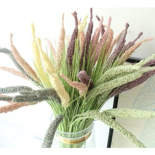 5heads/branch INS sage grass with leaves PE Artificial flower decorations onion grass wedding plastic plants
