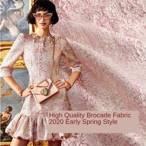 50 * 1455cm High-Definition Gold and Silver Thread Pink Brocade Jacquard Texture Spring and Summer Series Handmade DIY Fabric