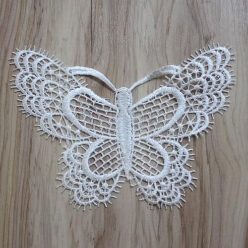 50pcs 19*13cm Ivory Embroideried Butterfly Lace Applique Motif for Clothing Sewing Accessories Lace Trim Crafting Decor