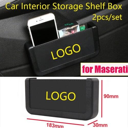 2pcs Auto Car Storage Box Pocket Mobile Phone Storage Box Stowing Tidying for Levante Quattroporte Ghibli Gran Turismo Cabrio