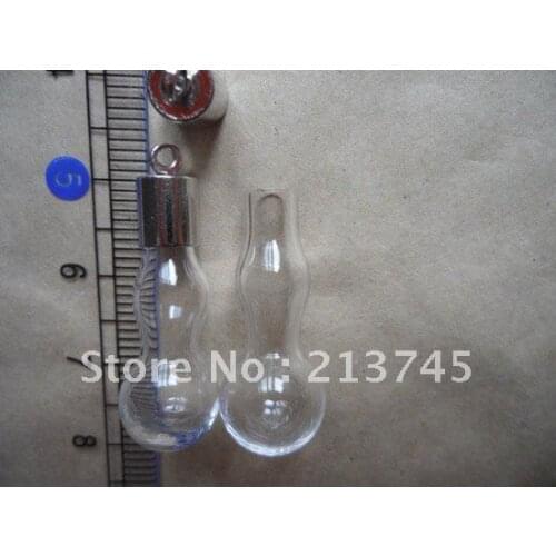 Free ship! 100pcss/lot Flat lantern glass vial pendant (glass vial&metal cap), glass pendant , glass bottle