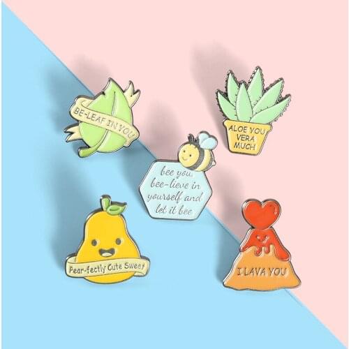Lovely Couple Confession Enamel Pin Lapel Pin Fruit Lover Badges Brooch Pin Jewelry Accessories Gifts For Couples Wholesale