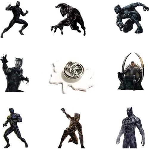 Disney Black Panther Shape Marvel Avengers Figure Acrylic Lapel Pins Epoxy Resin Badges Brooches for Men Fashion Jewelry XDS470