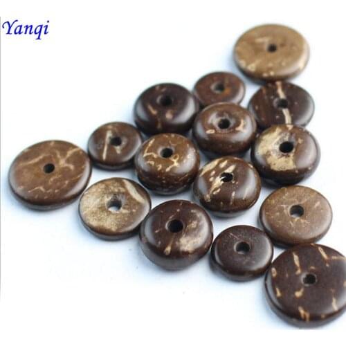 Natural Coconut Shell Flat Round Beads Spacers Charms Spacer Beads lot Original color for DIY Bracelet Jewelry Making 6/8/10mm