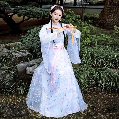 Women Chinese Traditional Hanfu Costume New Style Lady Han Dynasty Dress Chinese Style Fairy Waist-Collar Hanfu Suit SL5111