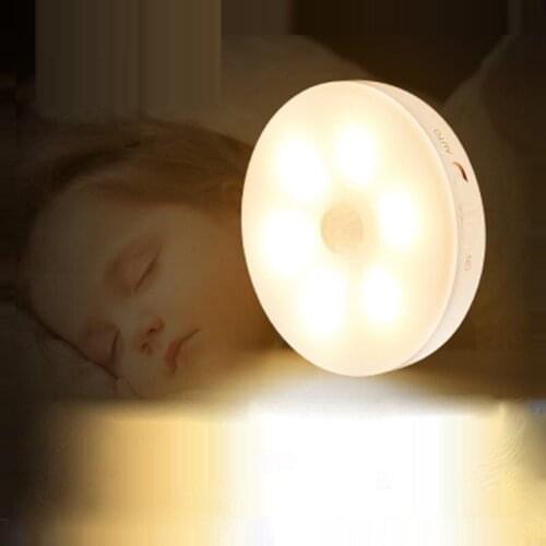 Motion Sensor Night Light Wireless Round LED Light Closet Stair Lamp Magnet Safe Hallway Bathroom Bedroom Kitchen cabinet Lights