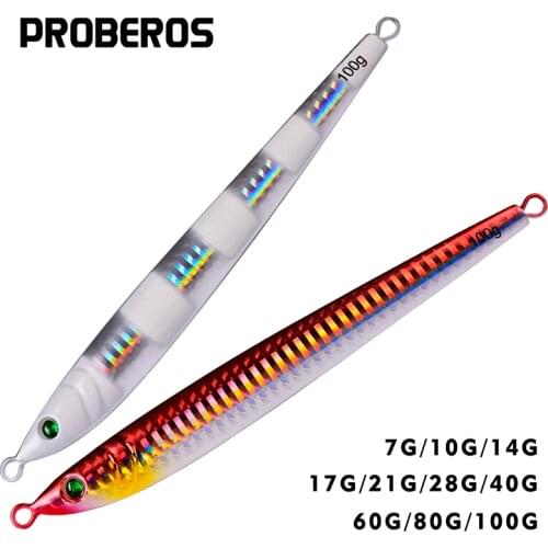 PROBEROS Jigging Lures Lead Baits 7g-100g/13.5cm-14.5cm Metal Jig Fishing Lure 5 Colors Fishing Bait