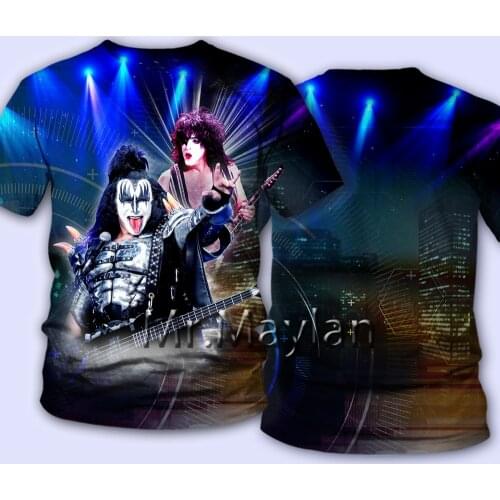 2020 New Kiss Band Rock T shirt 3D Print Funny Tshirt Men Women Casual Blue Streetwear Hip Hop Ropa Hombre Clothes Harajuku Tops