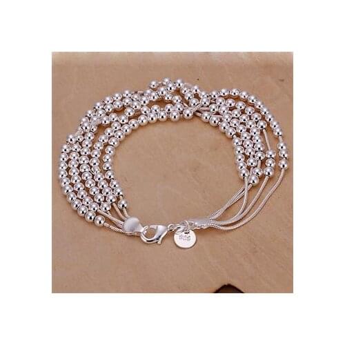 H250 N925 delicate Silver color fashion jewelry Five Line Balls Bracelet /aioaizva bauajsba