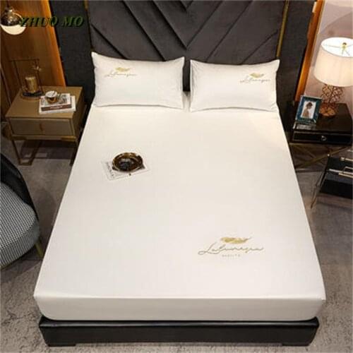 Cotton Embroidery Bed Sheet Mattress Cover Washable Breathable Bed Cover Embossed Stitching Oversized Mattress Cover Bedding