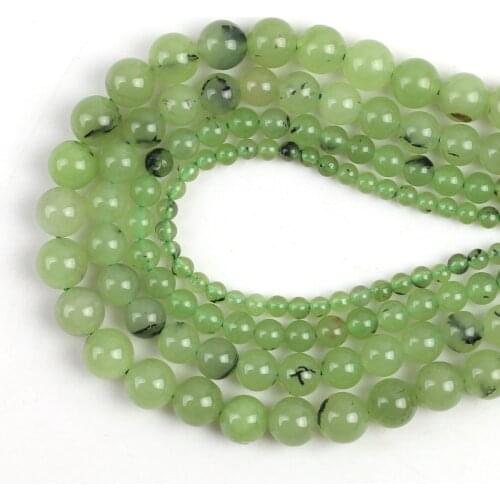 Green Prehnites Quartz Angelite Beads Round Loose Spacer Stone Beads 15''4/6/8/10mm For Jewelry Making DIY Bracelet Accessories