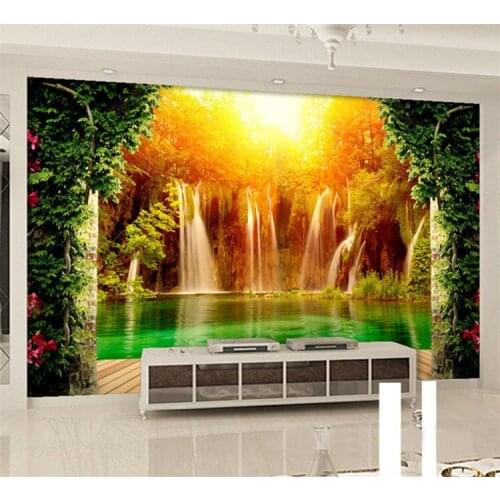 Customized Size 3D Non-woven Photo Wallpaper Waterfall Natural Landscape Background Wall Mural Living Room Bedroom Wall Paper