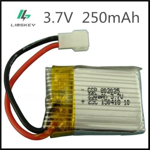 3.7V 250mAH Lipo Battery For Remote control aircraft parts 3.7 V 250 mAH XH plug 802025 25C 3.7V 1S Battery 2PCS / lot