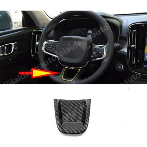 For Volvo XC40 2019-2021 Carbon Fiber ABS Matte Interior Steering Wheel Decoration Cover trim Car styling