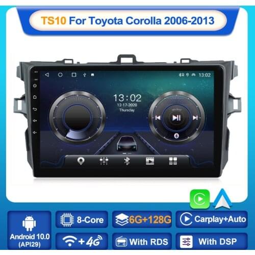 MEKEDE TS10 6+128GB For Toyota Corolla 2006-2013 Android 10 Car Multimedia Video Player 10" Navigation Radio Stereo BT GPS Wifi