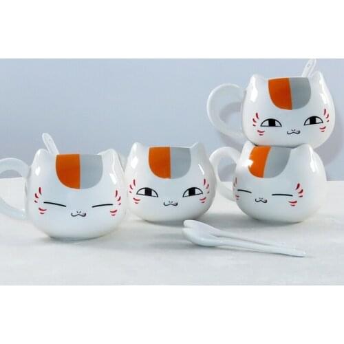 Cartoon Cute Ceramic Mug with Cat Ears with Spoon Coffee Cup Breakfast Milk Mug Couple Water Cup