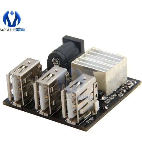 Mini Charging Power Bank Step up Boost 3 Three USB 9V/12V to 5V 8A Module Board For Car Mobile Phone Heat Sink
