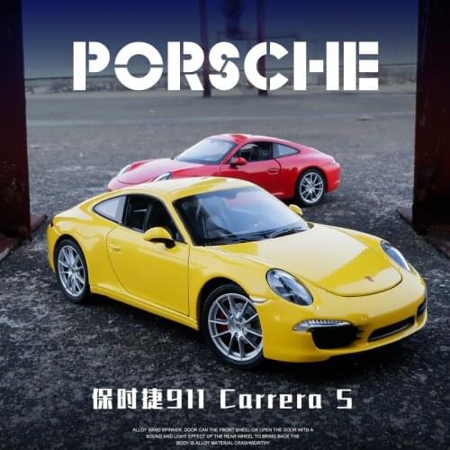 Welly 1:24 Porsche 911 CARRERA S yellow alloy car model die-cast toy car collection gift non-remote control type transport toy