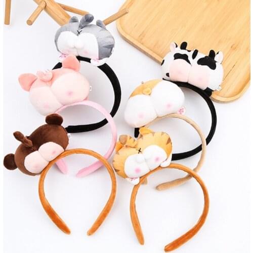 Cartoon Plush Hair Band Piggy Butt Hair Holder Anime Furry Bum Hair Accessories Pink Butts Elastic Headband Head Loop