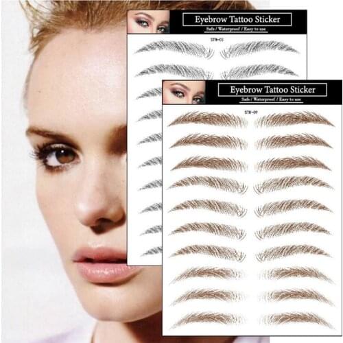 6 Sheets Eyebrow Sticker Ecological Waterproof Natural Authentic Eyebrow Tattoo Makeup Waterproof Eyebrow Tattoo Sticker