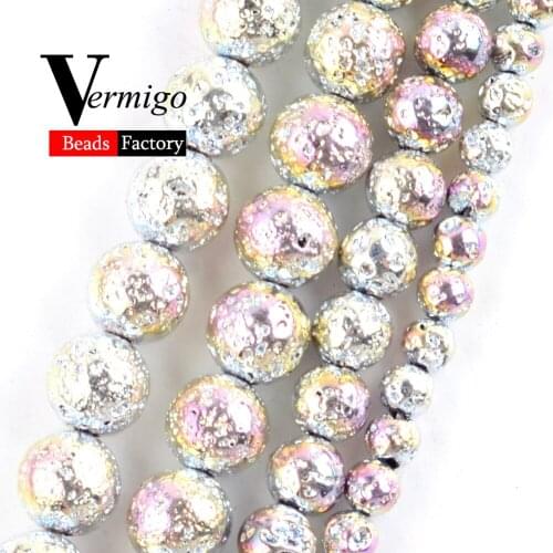 Wholesale Natural Stone Yellow Lave Hematite Beads Round Spacer Loose Beads For Jewelry Making 4 6 8 10mm Diy Bracelet 15"