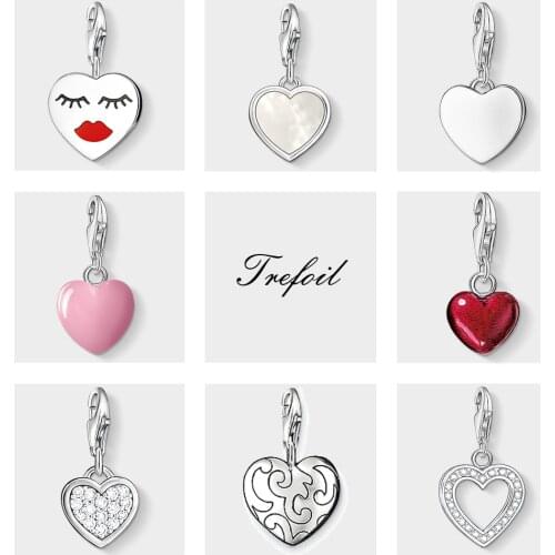 Heart Charms Pendant,2019 Brand New Europe Fashion Jewelry 925 Sterling Silver Gift For Women Girls Fit Bracelet Necklace
