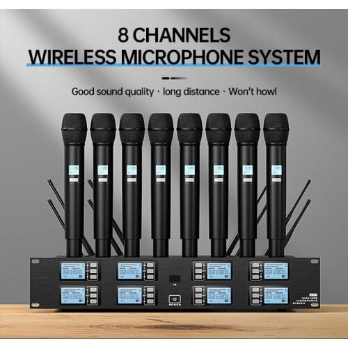 Professional UHF wireless microphone 8 channel handheld microphone lavalier microphone stage performance conference microphone