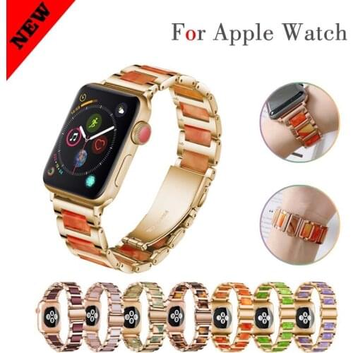 Metal stainless steel strap Apple watch resin strap 38mm for apple watch band 44mm Bracelet for iwatch series 6 5 4 3 2 1 se
