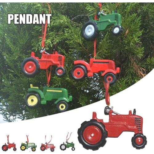 Christmas Tree Hanging Ornament Hand Painted Resin Tractor Pendant Creative Xmas Theme Decoration TS2 Christmas Pendant