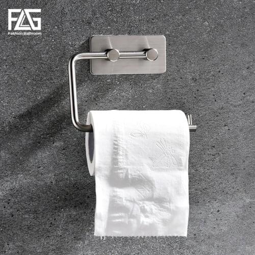 FLG SUS 304 Stainless Steel Self-Adhesive Tissue Rack Toilet Paper Roll Holder Hangers Towel Accessories Rack Holders G217-04N