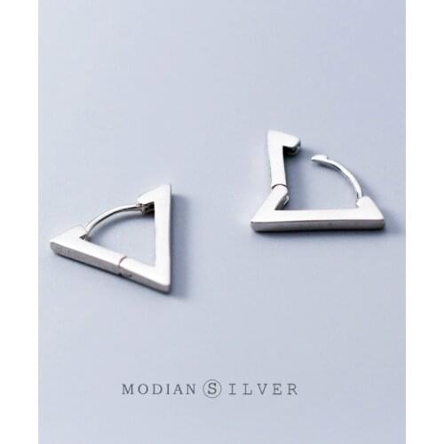 Modian Fashion Minimalist Black Triangle 925 Sterling Silver Allergy Free Women Hoop Earrings Fashion Jewelry Mode Bijoux