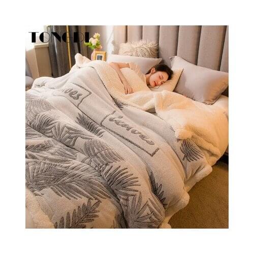 TONGDI Warm Soft Children Cashmere Raschel Blanket Thicken Elegant Fleece Double-layer Decor For Cover Sofa Bedspread Bed Winter