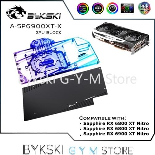 Bykski GPU Water Block For Radeon RX 6800XT/6900 XT Video Cards,AMD Graphics Card Cooler,VGA Block,5V ARGB /12V RGBA-SP6900XT-X