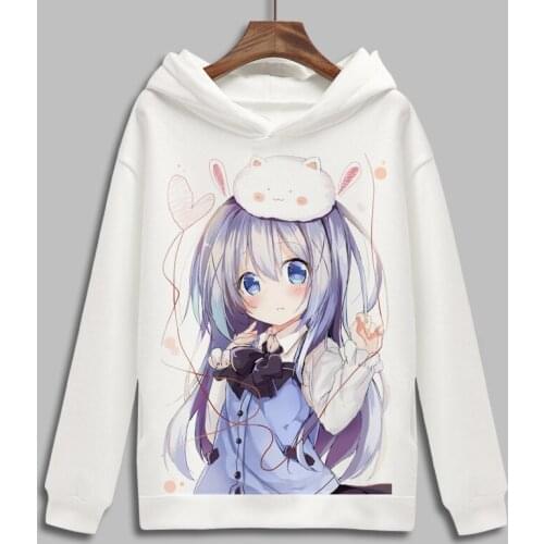 Is the order a rabbit? Cosplay Hoodie Hoto Kokoa Kafuu Chino Print Fleece Sweatshirt Hoodies Pullover Top Clothes Costume Hoody