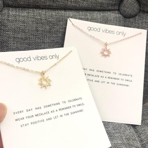 Sun Charm Choker Gold Statement Necklace Jewelry Chain Women Collares Colar Kolye Collier Ketting Bijoux Femme Good Vibes Only