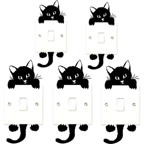 1/3/5pcs Cute Black Cat Wall Sticker for Light Switch Decor Decals Art Bedroom Babyroom PVC Wall Paper Paint Home Decoration