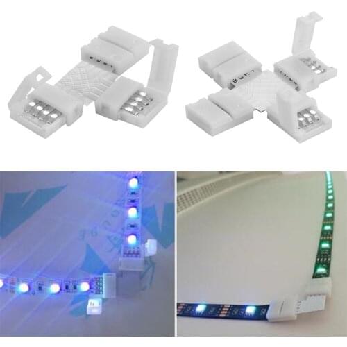 1PCS 4Pin L T Cross Shape PCB Corner Connector For RGB 3528 5050 Led Strip Light Connector Quick Connector Light Accessories