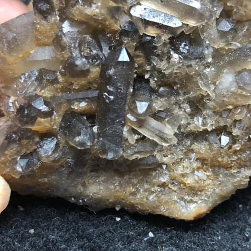 119gNatural crystal tea Topaz rough smoky crystal Obelisk aura healing round vein home decoration1PC