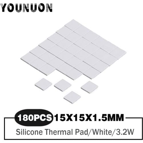 180 Pieces White 15x15x1.5mm Thermal conductivity 3.2W GPU CPU Heatsink Cooling Conductive Silicone Pad Thermal Pad