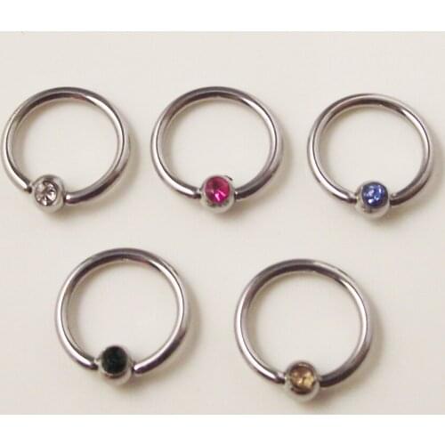 5Piece 16Gx8x3mm Mix Color Titanium Captive Bead Hoop Ring Navel Button Rings Lip Labret Nose Rings Body Piercing Jewelry