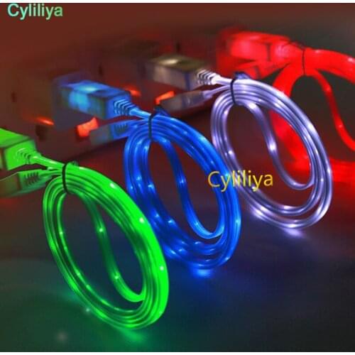 500pcs 3FT LED Charger Cable Light Micro Charging for Samsung S8 Iphone Xs Max USB Cable