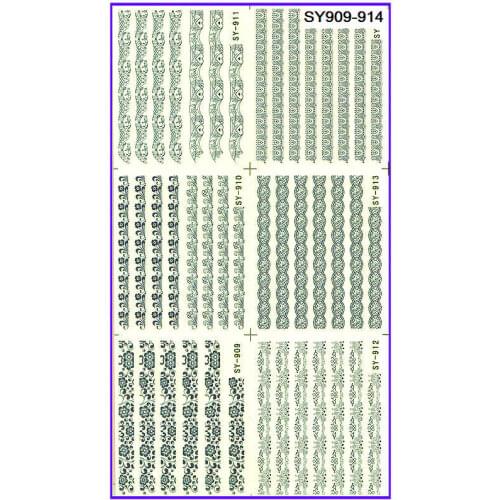 6 PACK/ LOT GLITTER WATER DECAL NAIL ART NAIL STICKER FRENCH SMILE LACE SY909-914