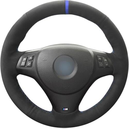 Black Suede Blue Marker High Quality DIY Car Steering Wheel Cover for BMW M Sport M3 E90 E91 E92 E93 E87 E81 E82 E88 X1 E84