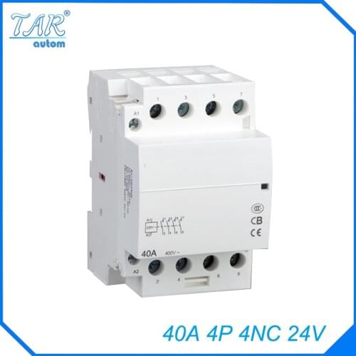 Din rail household AC contactor 40A 4P 4NC 24V Household contact module Din Rail Modular contactor