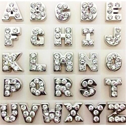 DIY alphabet CRYSTAL SILVER COLOR INITIAL from A to Z floating charms for floating locket,each letter 10pcs