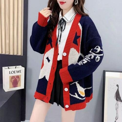 Oversized Cardigan Sweater Coat Long Sleeve V-neck Knit Women Cardigan Sweater Autumn Winter Womens Jumper