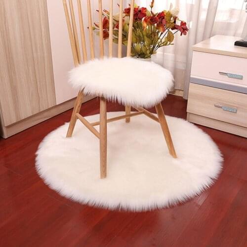 Sholisa Faux Fur Area Rug Fluffy Carpet Round Shape 6cm Pile Fluffy Carpet for Living Room Bedroom Sea Set Home Deco
