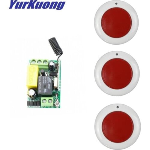 Round MINI Remote Transmitter Sticky on wall on anwhere AC 220V 1 channel Receiver Light Lamp LED Bulb for home kitchen bedroom