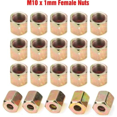 M10 x 1mm 25pcs Male + 25pcs Female End Union Metric Screw Nuts For 3/16" OD Copper Metric Brake Tubes Line Pipe Fittings